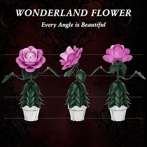 Wonderland Flower Building Sets, Compatible with Lego Flowers for Adults, Girls, Women and Fans - Pink Rose Flower Gifts for Birthday, Valentine, Party and Festivals (220 PCS) thumbnail 5