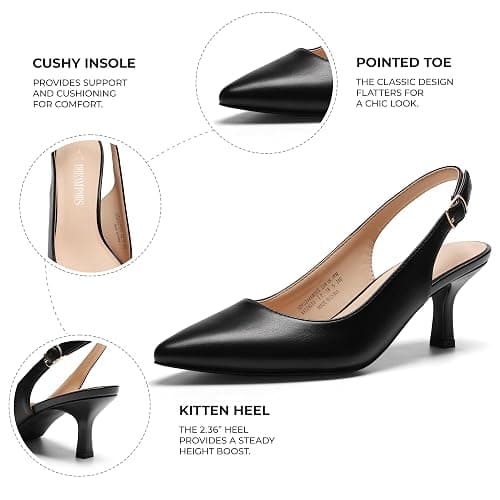 DREAM PAIRS Women's Kitten Heel Slingback Pointed Closed Toe Low Stiletto Heels Dress Bridal Elegant Wedding Pumps Shoes thumbnail 4
