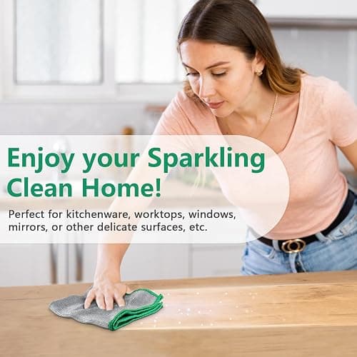 Glass Polishing Cloth Streak Free Miracle Cleaning Cloth Lint Free Microfiber Cleaning Rags for Glasses Kitchen Dish Mirrors Easy Clean, Pack of 6, 12" x 12" thumbnail 7