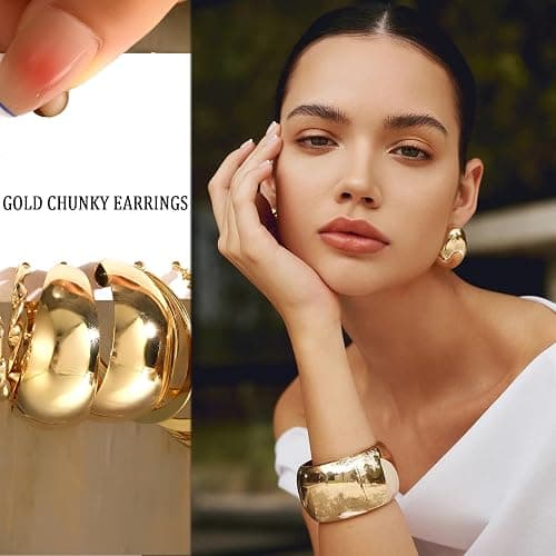 42 Pairs Gold Hoop Earrings Set for Women, Fashion Chunky Pearl Earrings Multipack Twisted Statement Earring Pack, Hypoallergenic Small Big Hoops Earrings for Birthday Party thumbnail 3