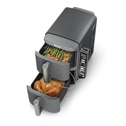 Ninja DoubleStack XL Smart Air Fryer, 10 Qt/9.5L, 6-in-1, Grey, SL451C | Air fry, broil, roast, bake, reheat, dehydrate, Smart Cook thermometer, Cooks 4 foods at once - Image 1