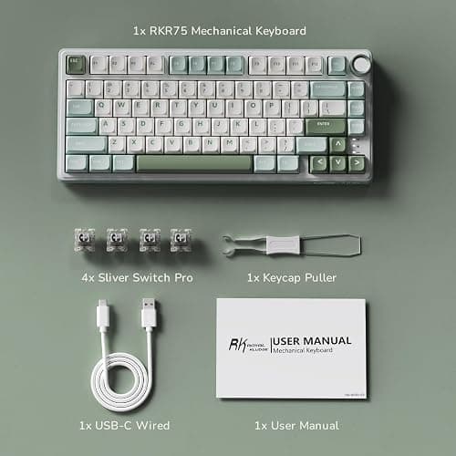 RK ROYAL KLUDGE R75 Mechanical Keyboard Wired with Volume Knob, 75% Keyboard Gasket Mounted, Hot Swappable, Creamy Sound, MDA Profile, PBT Keycaps thumbnail 8