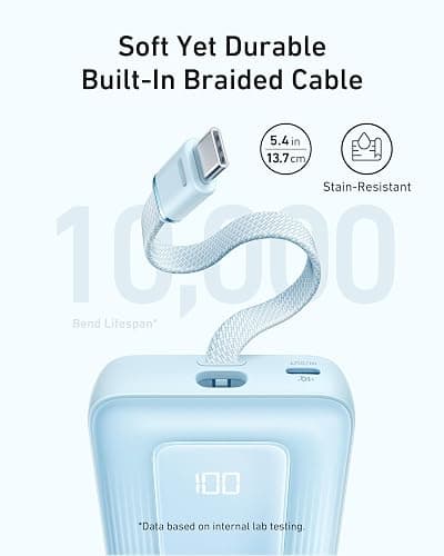 Anker Zolo Power Bank, 10,000mAh 30W High-Speed Portable Charger with Built-In USB-C Cable, Fast Charging Battery Pack for iPhone 17/17 Air/17 Pro/17 Pro Max/16/15 Series, Galaxy, iPad, and More thumbnail 3