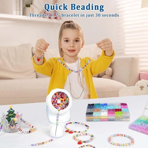 Clay Bead Spinner, Electric Bead Spinner for Jewelry Making, Bracelet Spinner and Necklace Making Machine with Bead Needles and Thread, Seed Bead Spinner, Clay Bead Bracelet Spinner (Blue), (No Beads) thumbnail 3