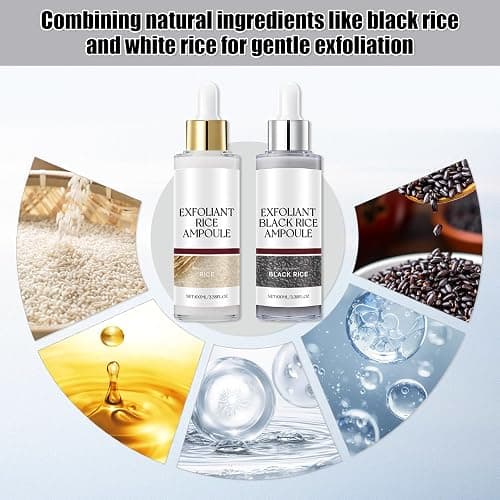 Peel Shot Glow Rice Ampoule, 2Pack White & Black Rice Gentle Exfoliant Scrub for Face & Body, Helps Clear Blackheads & Dead Skin, Pore Care, All Skin Types (100ml*2) thumbnail 3