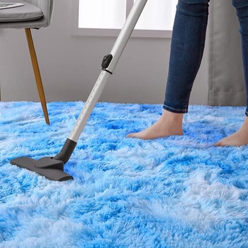 DweIke Fluffy Blue Shag Rugs for Bedroom Living Room, 3x5 Feet Soft Plush Tie-Dyed Light SkyBlue Girls Boys Kids Rug, Upgraded Non-Slip and Machine Washable Carpet for Dorm Nursery Classroom Decor thumbnail 7