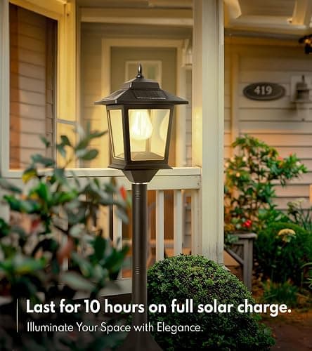 PASAMIC 63" Solar Lamp Post 2Pack, Outdoor Lights Waterproof, Pole Lights Outdoor, Floor Lamp for Patio, Warm White, Replaceable Bulb thumbnail 2
