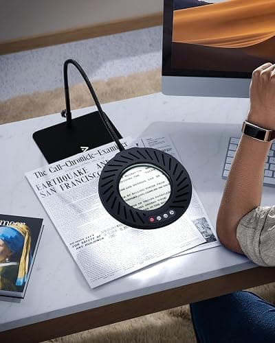 ARTDOT 10X Magnifying Glass with Light and Stand, 144 LEDs Desk Lamp with 5 Color Temperatures and 9 Levels Adjustable Brightness for Diamond Painting Accessories Crafts Reading Hobbies Close Work thumbnail 7