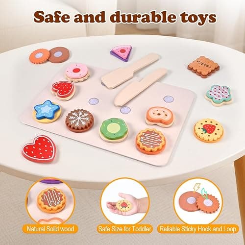 Wooderma Wooden Toys, Slice and Bake Cookie 30 Pcs, Wooden Play Food | Toy Kitchen Accessories, Tea Set for Toddlers, Role Play Toys for 3+ Year Old, Christmas, Birthday, Festival Gift thumbnail 4