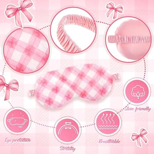 Cuffbow 12 Pcs Plush Sleeping Eye Masks Bulk Comfortable Sleep Eye Cover Mask for Kids Women Men Soft Furry Blindfold Faux Fur Shade for Travel Nap Sleepover Party Supplies (Bow) thumbnail 3