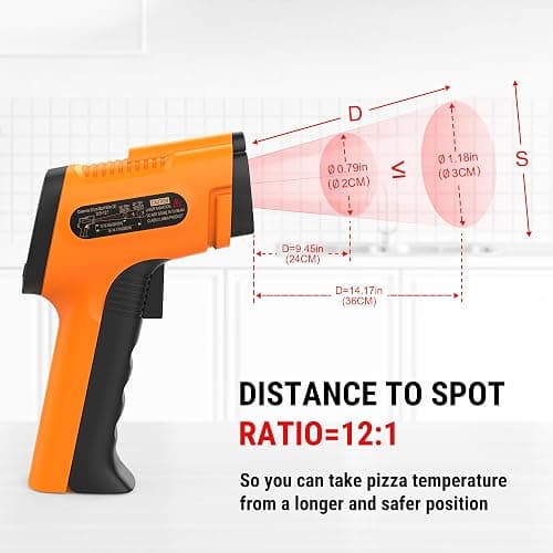 ThermoPro TP30 Infrared Thermometer Gun, Laser Thermometer for Cooking, Pizza Oven, Griddle, Engine, HVAC, Laser Temperature Gun with Adjustable Emissivity & Max Measure -58°F ~1022°F (Not for Human) thumbnail 2