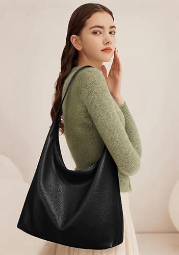 KALIDI Vintage Vegan Leather Tote Bag Women Hobo Zipper Work Bag Weekender Shoulder Handbag for Travel Daily thumbnail 6