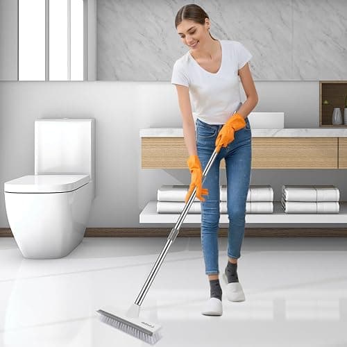 SetSail Floor Scrub Brush with 51-Inch Long Adjustable Handle 2 in 1 Scrape Brush Stiff Bristle Floor Scrubber for Cleaning Shower Bathroom Garage Kitchen Wall Deck Tub Tile thumbnail 2