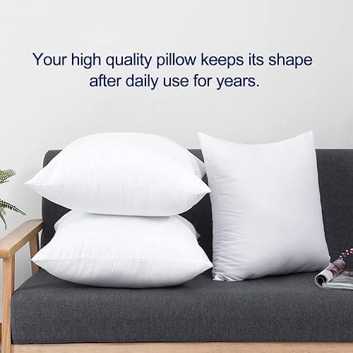 HITO 18x18 Pillow Inserts (Set of 2) - Down Alternative 100% Cotton Cover Decorative Square Throw Pillows White for Couch Bed Sofa thumbnail 5