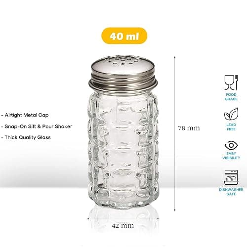 Retro Style Salt and Pepper Shakers with Stainless Tops (2) thumbnail 2