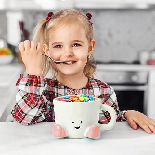 EWCEFIC Coffee Mugs,Cute funny Mug For Women, 380ml Unique Ceramic Coffee Tea Cups, Office Mug Gift (pink) thumbnail 2