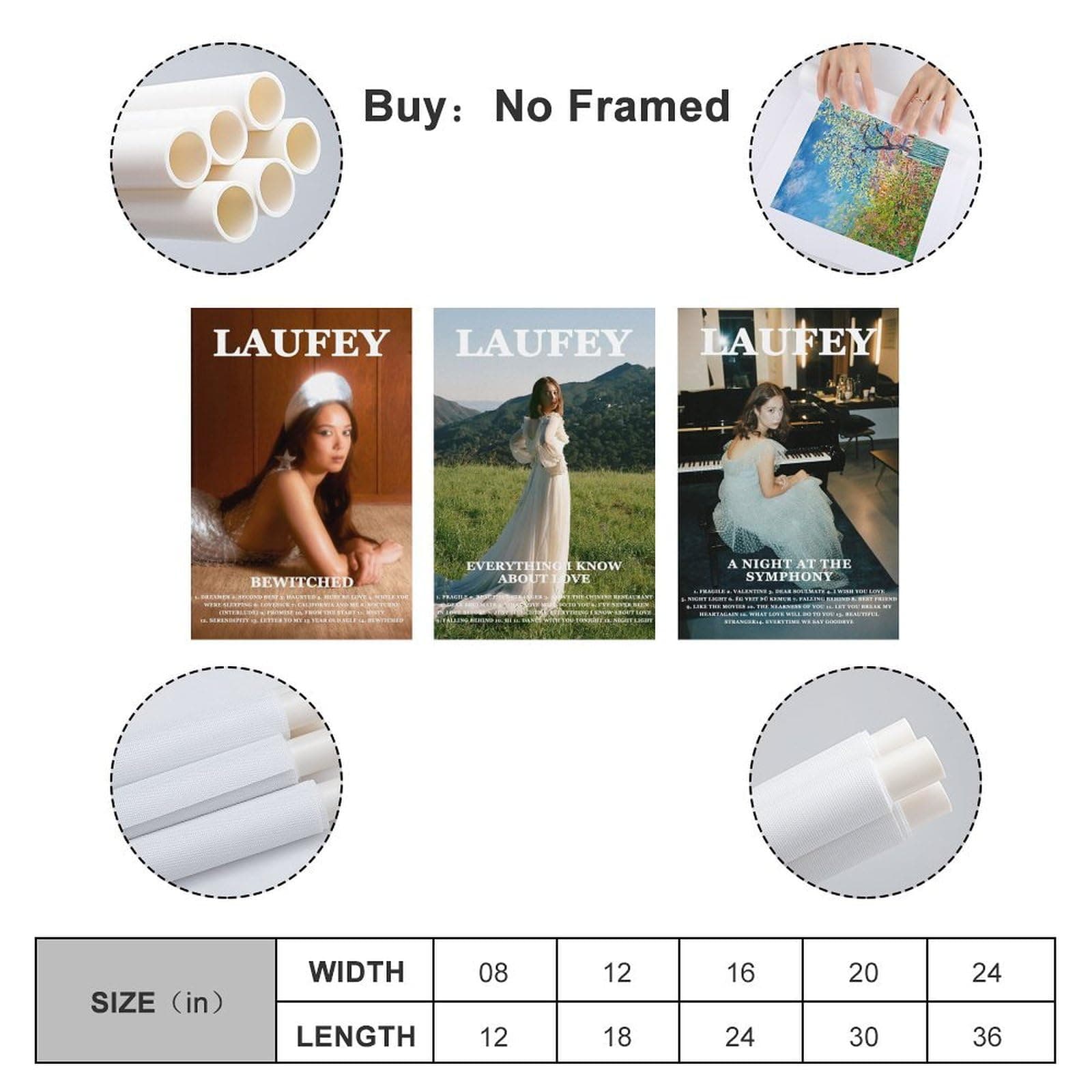 Laufey Poster Music Album Vintage Poster A Set of 3 Canvas Posters Room Aesthetic Festival Family Bedroom Decor Wall Art Home12x18inch(30x45cm)-3pcs Style-3 thumbnail 2