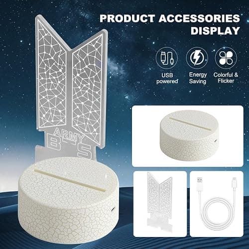 Bangtan Boys 7 Colors LED Acrylic Night Light Bedside Lamps Bedroom Home Room Decoration for Army Fans Gifts thumbnail 6