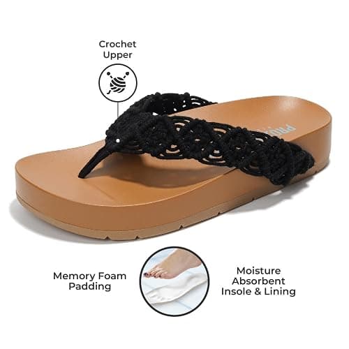 Project Cloud Womens Sandals – Comfortable Crochet Flip Flops for Women with Memory Foam Insole – Lightweight Fashion Sandals for Women 2025 – Womens Flip Flops for Summer (Hammock) thumbnail 3