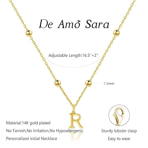 De Amo Sara Initial Necklaces for Women, Dainty A-Z Pendant Letter Charm Necklace Personalized Name Necklaces Trendy Jewelry Stocking Stuffers Christmas Gifts for Her thumbnail 5
