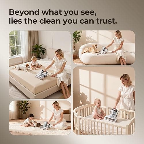 JIGOO Bed Vacuum Cleaner, Mattress Vacuum Cleaner with UV & Ultrasonic and High Heating, 13Kpa Suction 500W Powerful Double Cup Handheld Vacuums (J300 Corded) thumbnail 9