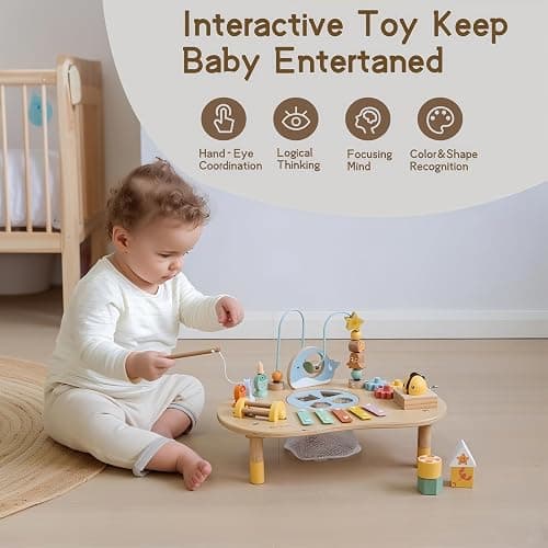 Sosola 1 Year Old boy and Girl Toys are Wooden Multifunctional Children's Game Table Montessori Toys for 1 Year Old and 7-in-1 Baby Equipment Games A Gift for Boys Aged 1-3. thumbnail 4