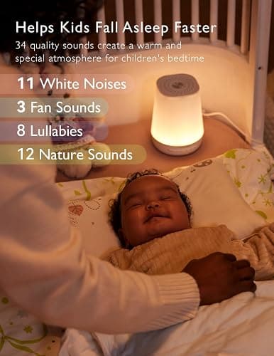 Momcozy White Noise Machine,Sound Machine for Baby Adults with 7 Colour Night Light,34 Soothing SoundsTherapy for Sleeping Nursery, White Noise APP Control,Timer,USB Rechargeable,Office Home Travel - white thumbnail 5