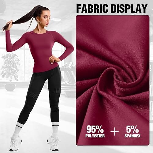 Coume 4 Pack Women's Compression Long Sleeve Shirts Crew Neck Workout Tops Quick Dry Gym Running Athletic Sports Underscrubs thumbnail 4