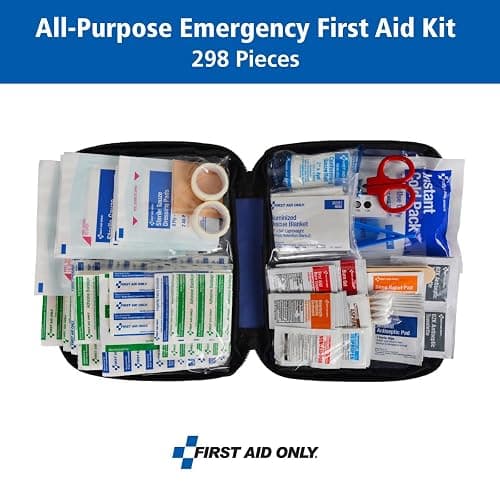 First Aid Only 298 Piece All-Purpose Emergency First Aid Kit for Home, Office, Car, Apartment, Dorm, and Camping, Travel-Friendly Compact Pouch Fits in Backpacks, Suitcases, Cabinets, and Drawers thumbnail 2