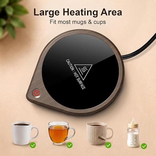 COANTO Coffee Mug Warmer for Desk, Electric Beverage Warmer with 3 Temperature Settings, 4H Auto Shut Off, Coffee Cup Warmer Plate for Flat-Bottom Mugs, Coffee Tea Cocoa Warmer, Wood Grain thumbnail 6