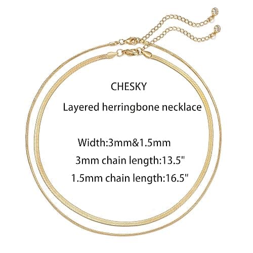 CHESKY 14K Gold/Silver Plated Snake Chain Necklace Herringbone Necklace | Gold Necklace for Women,layered Herringbone Necklace,1.5/3/5MM(W) 14"/16"(L) ,Mothers Day Gifts for Mom,Jewelry thumbnail 6