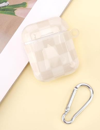 Aitipy Compatible with Airpods 2nd 1st Generation Case, Cute Off-White Chessboard Aesthetic Design with Carabiner, Soft TPU Skin Anti-Scratch Shockproof Protective Cover for Women Girls thumbnail 7