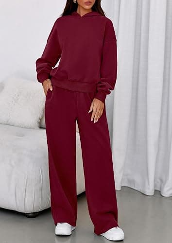 PRETTYGARDEN Womens Sweatsuits 2 Piece Set 2026 Casual Winter Long Sleeve Hoodie Loose Wide Leg Sweatpants Fall Tracksuit thumbnail 7