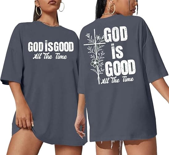 BANGELY Faith Over Fear Shirt Women Graphic Shirts Oversized Workout Gym Christian Religious Tees Drop Shoulder Tee Tops - Image 1