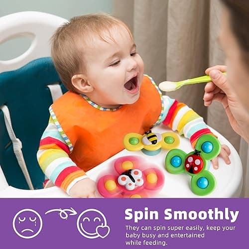 LiKee Strong Suction Cup Fidget Spinnerz Sensory Bath Toys for Baby 12 18 Months Airplane Car Travel Table & Window Toys for 1 2 Years Old Toddler Boys and Girls (Insect-1) - Insect-1 thumbnail 6