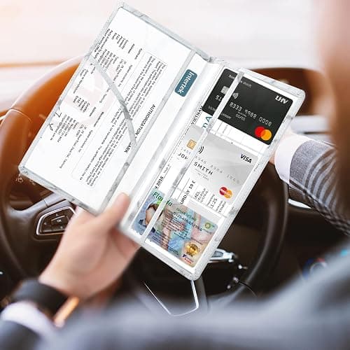 Dalueery.H Car Registration and Insurance Holder Registration and Insurance Card Holder Car Essentials for Women(White) thumbnail 5