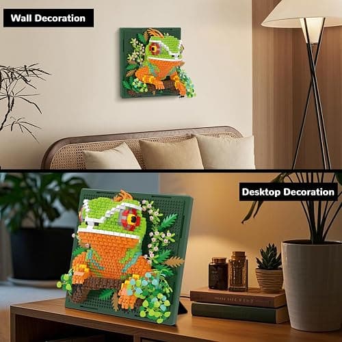 BseSparklion Chameleon Animal 3D Wall Art Micro Mini Building Blocks Set, Unique Home Wall Decor or Table Display, No Compatible with Lego, Ideal Gift Toy for Adults & Boys Girls 14+ (1376 PCS) thumbnail 4