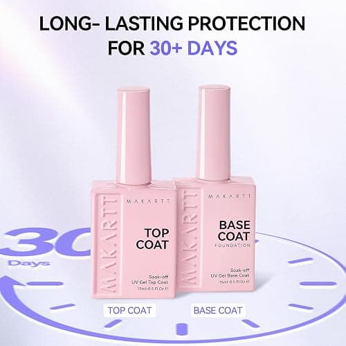 Makartt Gel Top and Base Coat Set: 2 PCS 15ml No Wipe Upgrade Diamond-Shine Long-Lasting Base and Top Coat Gel Nail Polish Soak Off UV LED Lamp Needed Home DIY Gift Women thumbnail 6