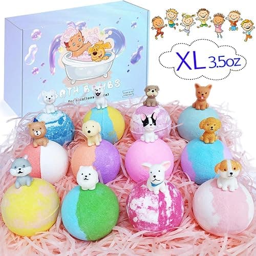 3.5 oz XL Bath Bombs for Kids with Puppy Toys Inside Kids Bath Bombs Organic Bubble Bath Fizzies Colorful Bomb 12 Pcs Set Birthday/Christmas Surprise Gift for Girls & Boys thumbnail 6