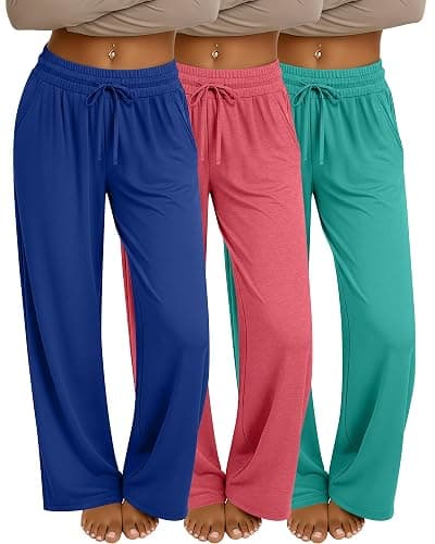 Neer 3 Pack Women's Baggy Sweatpants with Pockets, Wide Leg Yoga Pants Cozy Thick Lounge Pants Drawstring Casual Loose Jogger - Image 1