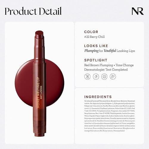 NATURE REPUBLIC HONEY MELTING LIP PLUMPING (22 BERRY CHILL) SOFT LIP STICK, Hydrating Gloss, Moisturizing balms, Volumizing formula & Sheer tint, Glowy Finish, korean make up thumbnail 7