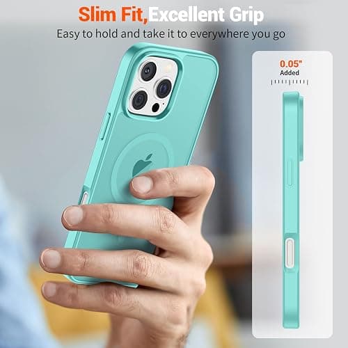 SUPFINE Magnetic for iPhone 16 Pro Case (Compatible with MagSafe) (Military Grade Drop Protection) Slim Translucent Matte Shockproof with Anti-Fingerprint Phone Case, Blue Green thumbnail 7