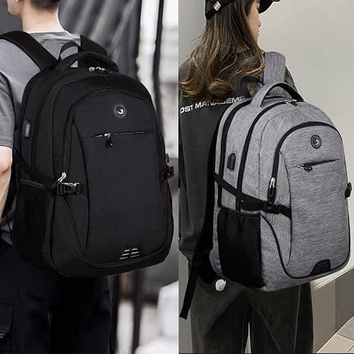 SHRRADOO Anti Theft Laptop Backpack Travel Backpacks with usb Charging Port for Women Men High School College Backpack Computer Bag Fits 17 Inch Laptop,Grey thumbnail 8