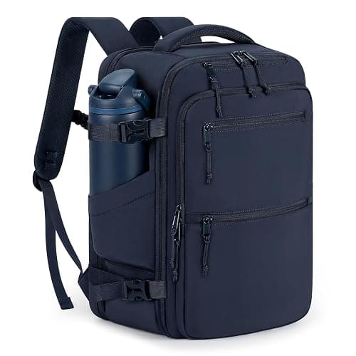 mibasies 30L Travel Backpack for Women & Men: Carry On Luggage Flight Approved, TSA Laptop Backpack with Water Bottle Pocket, Personal Item Bag Fits 15.6" Laptop for Weekender Business - Navy - Image 1