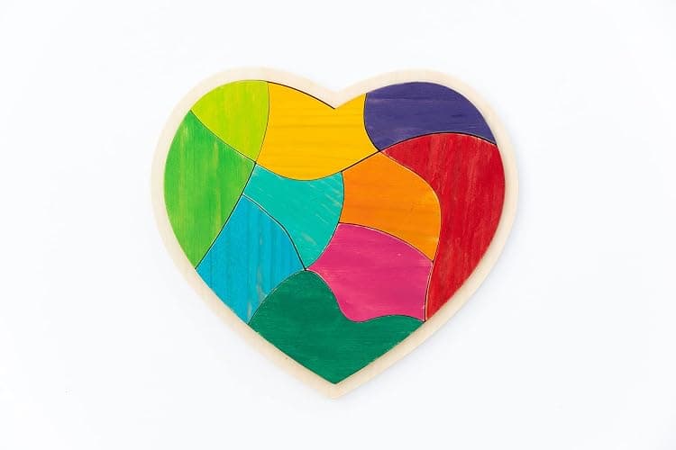 THE FRECKLED FROG Heart Full of Colors Puzzle | 10 Pieces | Wooden Puzzle for 1+ Year Old | Includes Solution | Calm Puzzle - Image 1
