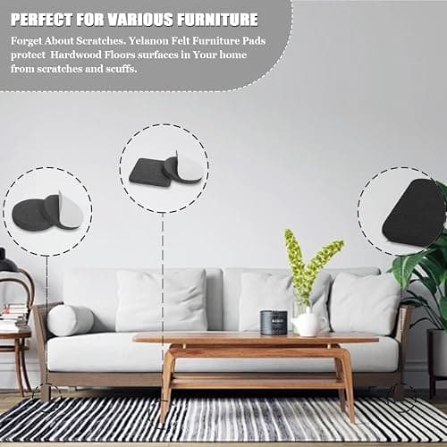 Yelanon Felt Furniture Pads -182 Pcs Premium Felt Pads for Chair Legs Furniture, Floor Protectors for Hardwood Floors, Black thumbnail 7