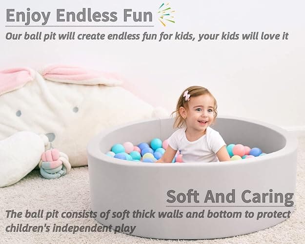 Foam Ball Pit for Toddlers, 35 Inch Baby Ball Pit Soft Round and Easy to Set or Clean, Baby Playpen Ball Pool is Ideal Gift for Kids-Balls NOT Included thumbnail 3