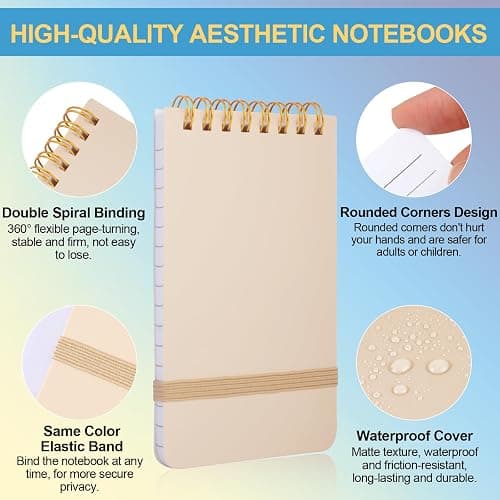 AZUREAL 6 PCS Small Spiral Notebook 3x5, Notebooks for Note Taking, Colorful Scheme Spiral Journal Notebook, Work Notebook Small Notebooks 3x5 with Strap, Cute Notebooks for Women 60Sheets/Note Books thumbnail 3