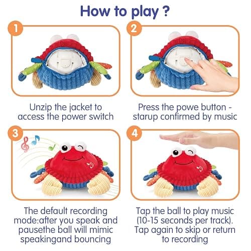 hahaland Baby Toys 6+ 12-18 Months - Crawling Musical Dancing Walking Moving Bouncing Learning Crab Tummy Time Toy Sensory Toddler Toys for 1-3 Year Old Christmas Birthday Gifts Stocking Stuffers thumbnail 4