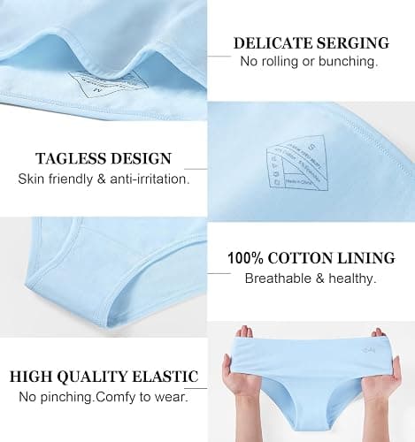 coskefy Women's Underwear Cotton Hipster Panties Low Rise Briefs Soft Strench Breathable Ladies Bikini Underwear 6 Pack thumbnail 5